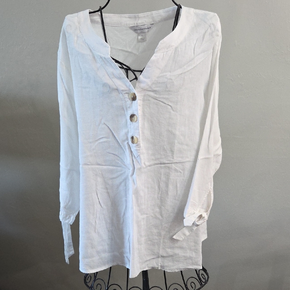 Christopher & Banks White Button-Down Shirt